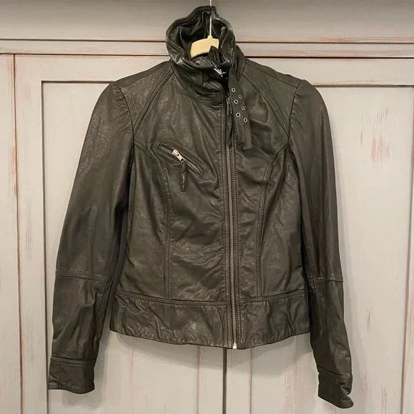 All Saints Black Leather Jacket - Picture 1 of 3
